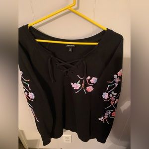 Torrid Black Skelton Sweatshirt, Size 2 x